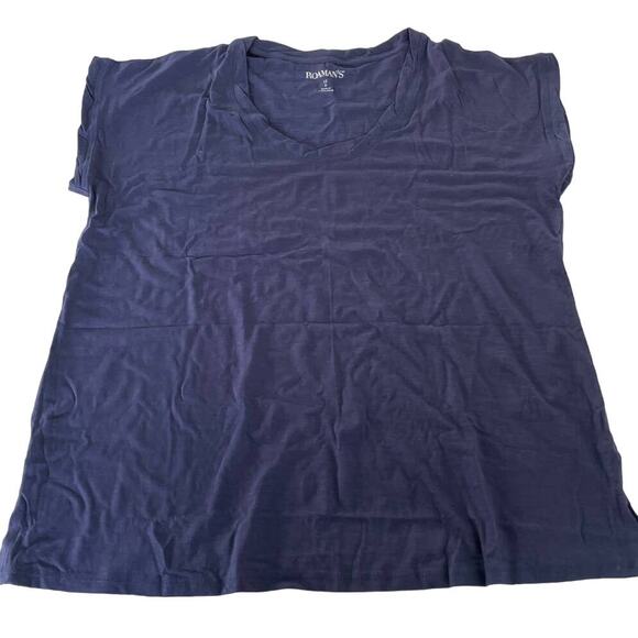Roamans Shirt Womens 12W Small Blue Casual Tee Plus Size Basic Top - Picture 1 of 5